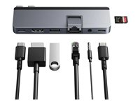 HyperDrive DUO Pro - Station d'accueil - USB-C x 2 - HDMI, USB4 - 1GbE - pour Apple MacBook Air (Début 2020, Fin 2018, Mi-2017, Mi-2019, Mi-2022); MacBook Pro HD575-GRY-GL