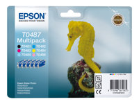 Epson Multipack T0487 - Pack de 6 - 78 ml - noir, jaune, cyan, magenta, magenta clair, cyan clair - original - blister - cartouche d'encre - pour Stylus Photo R200, R220, R300, R300 ME, R300M, R320, R340, RX500, RX600, RX620, RX640 C13T04874010