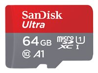 SanDisk Ultra - Carte mémoire flash (adaptateur microSDXC vers SD inclus(e)) - 64 Go - A1 / UHS Class 1 / Class10 - microSDXC UHS-I SDSQUAR-064G-GN6IA
